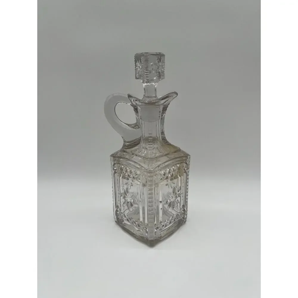 Antique Model Flint Glass Co Grace Pattern Decanter w/ Stopper EAPG, Circa 1885